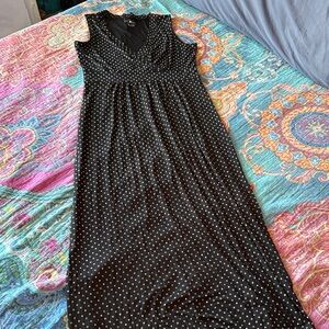L.L. Bean Black and White Polka Dot Maxi Dress